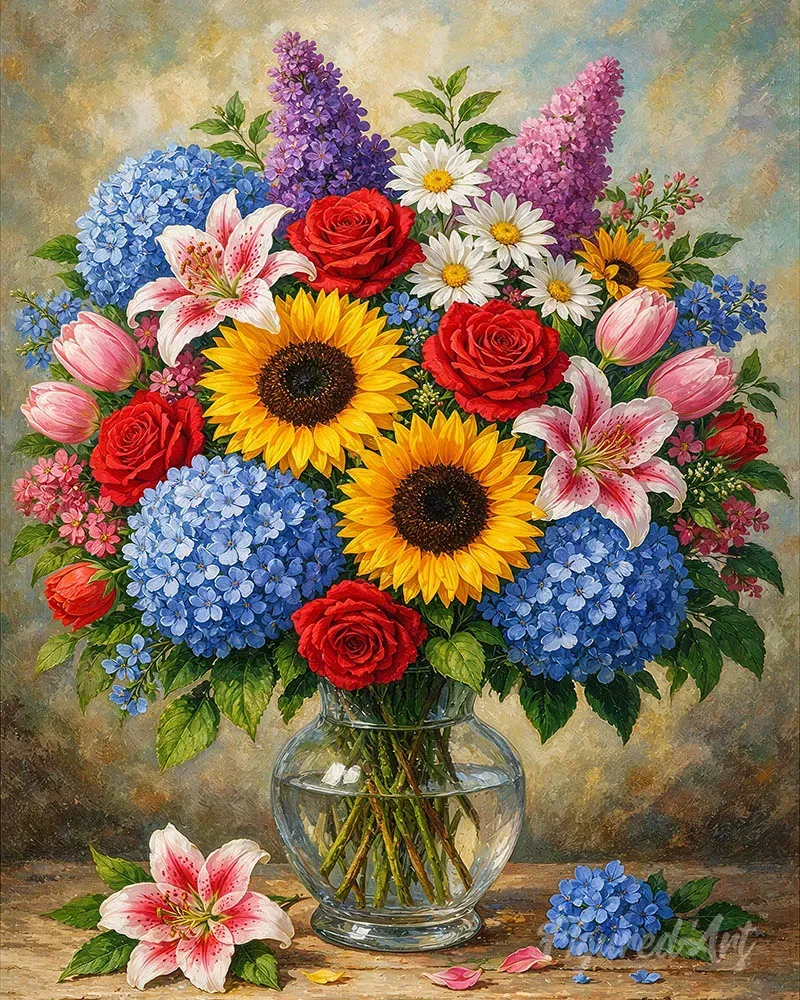 Figured'Art Elegant boeket 1 schilderen op nummer 40x50cm bloemen