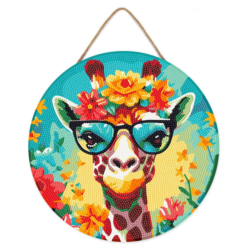 Figured'Art Fantasie giraffe diamond painting houten schijf 30 cm