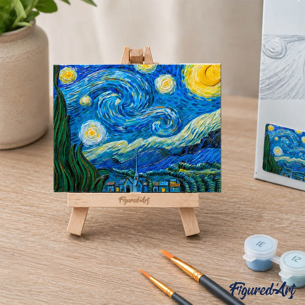Figured'Art De Sterrennacht Van Gogh 3D schilderij 13,5x10,5 cm reliëf