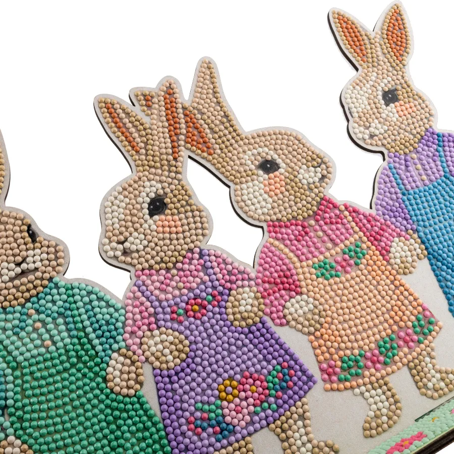 Craft Buddy Crystal Art Happy Bunny Family houten decoratie pasen