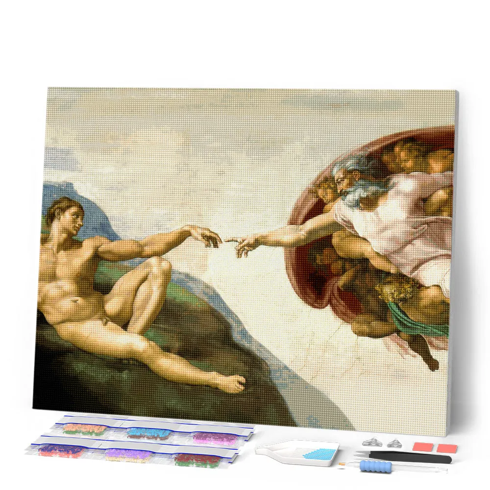 Figured'Art Diamond Painting Schepping van Adam 40x50 cm rond