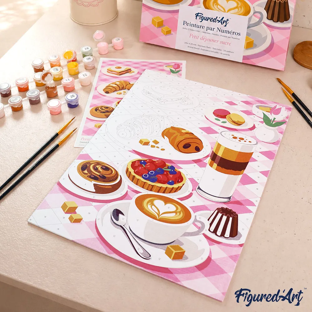 Figured'Art Zoet Ontbijt cadeauset schilderen op nummer 24,5x32,5 cm
