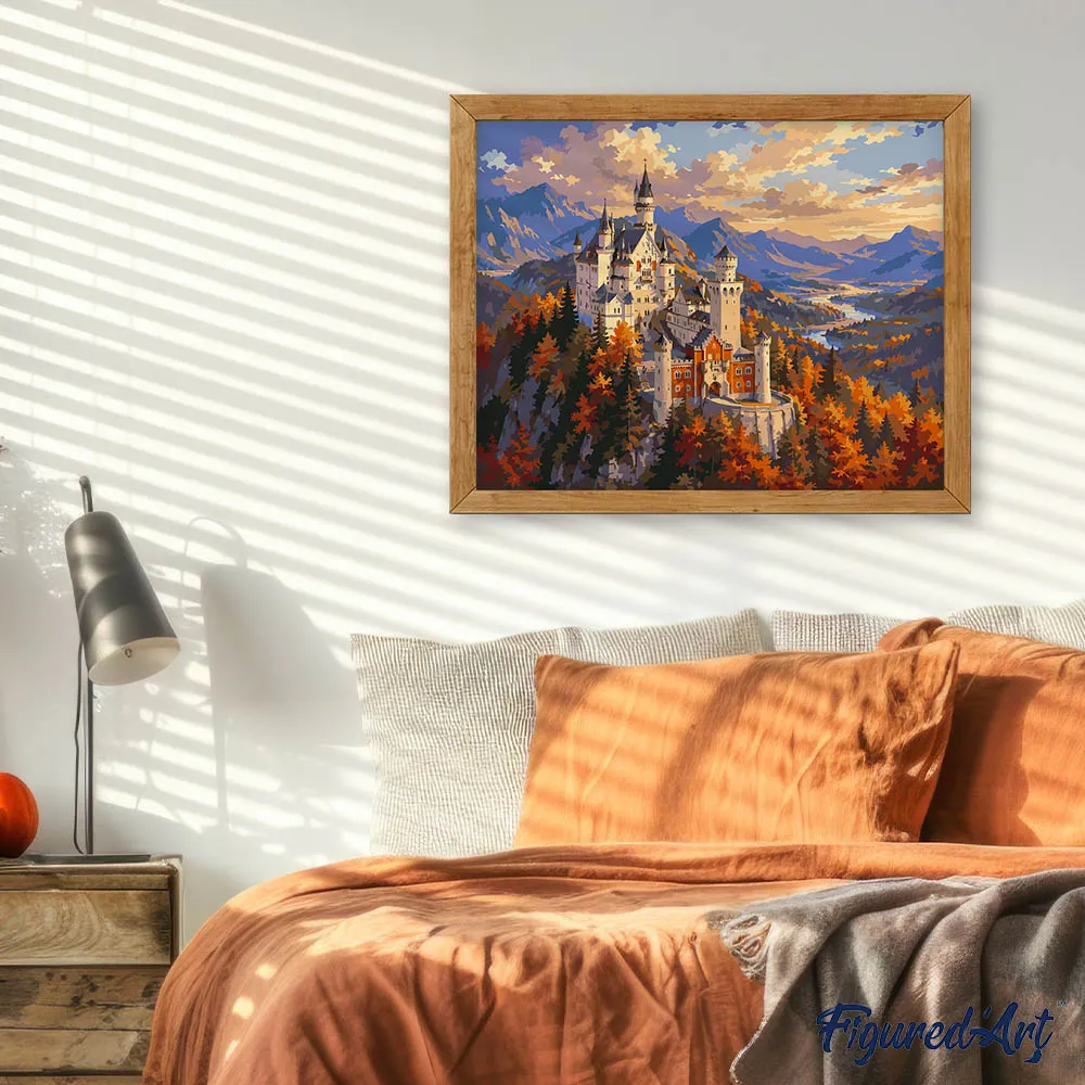 Figured'Art Neuschwanstein schilderen op nummer 40x50cm herfst