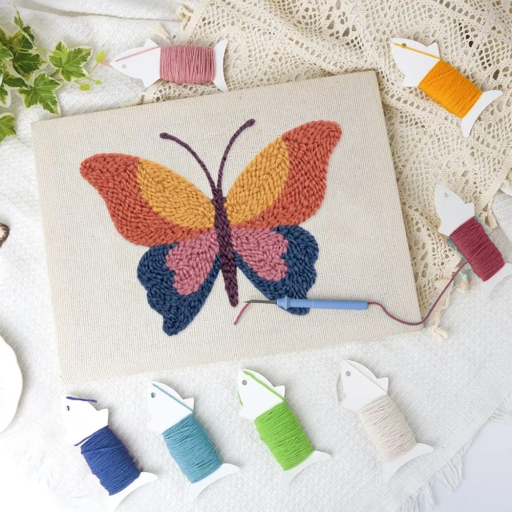 Figured'Art Oranje Vlinder punch needle pakket 20x30 cm frame