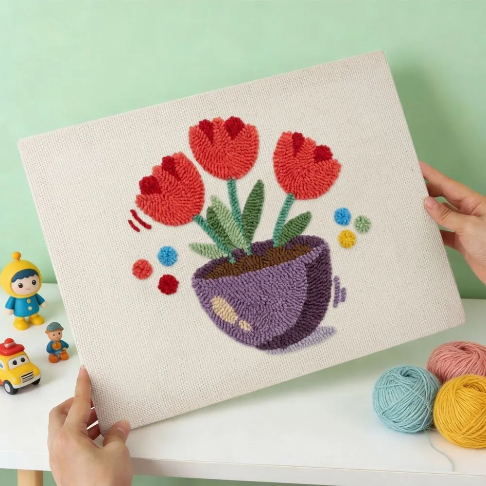 Figured'Art Kleurrijke Tulpen punch needle pakket met frame