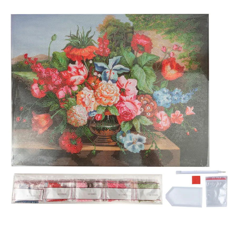 Craft Buddy Crystal Art Countryside Flowers diamond painting 50x40cm full