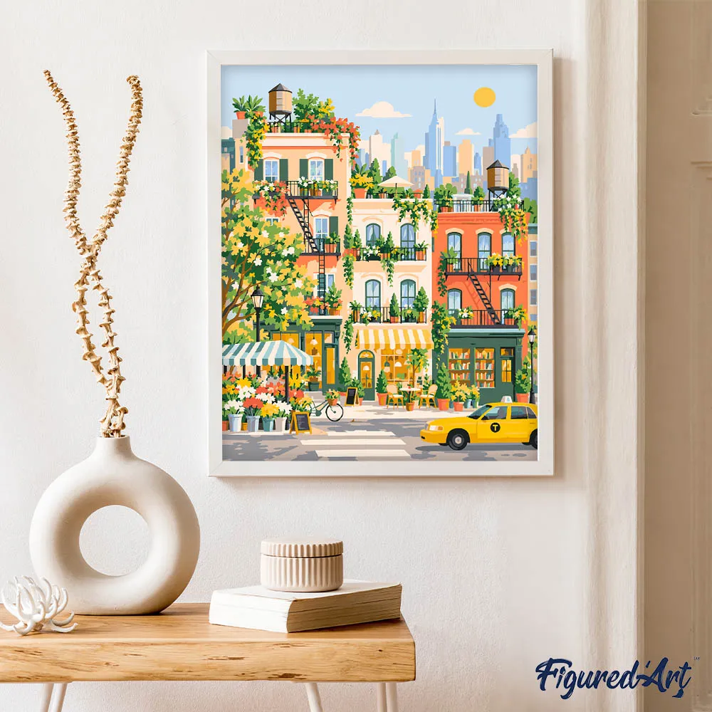Figured'Art Schilderen op Nummer Stadstuin Canvas 40x50 cm Gemiddeld