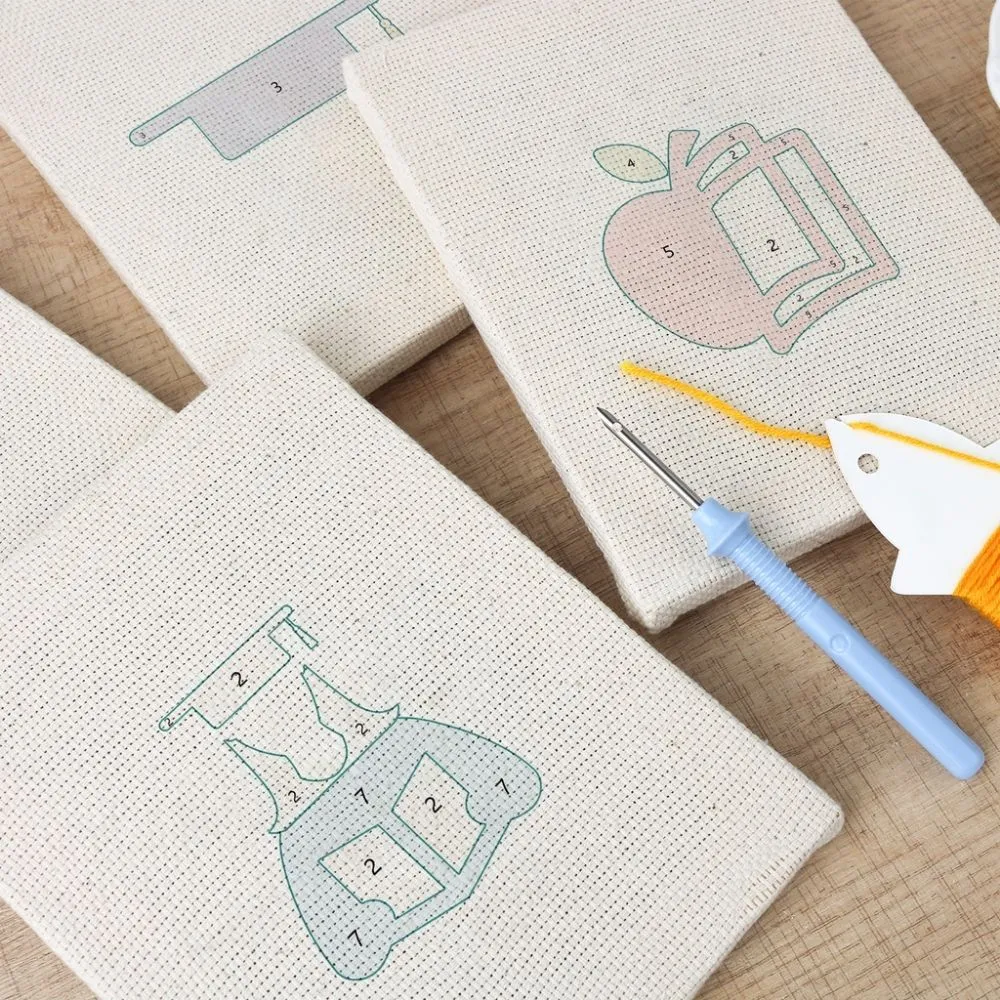 Figured'Art Studietijd punch needle set 4 stuks 15x20 cm