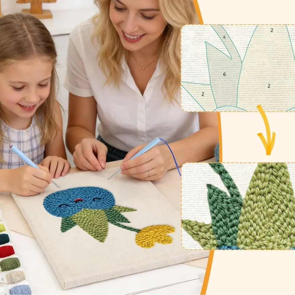 Figured'Art Blije Vetplant punch needle pakket met frame