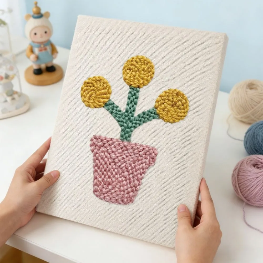 Figured'Art Groene Vingers punch needle pakket 20x30cm katoen