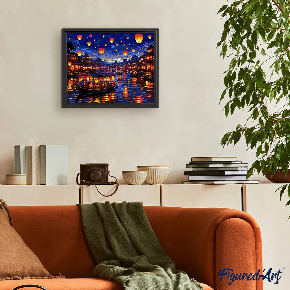 Figured'Art Rivier van Lantaarns schilderen op nummer 40x50cm