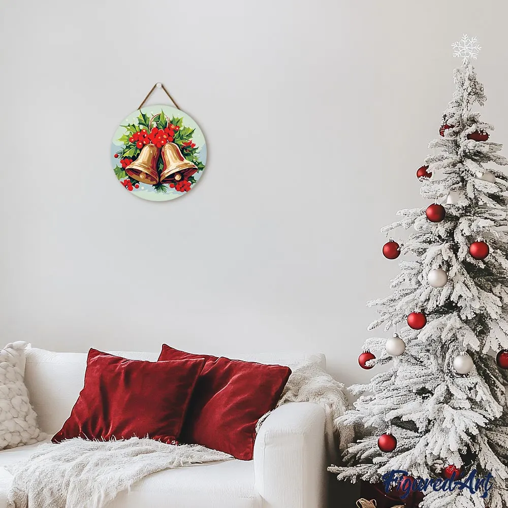 Figured'Art Kerstklokken schilderen op nummer houten schijf 30cm