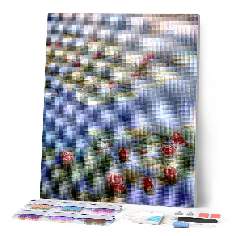 Figured'Art Rode waterlelies Monet diamond painting 40x50 cm full drill