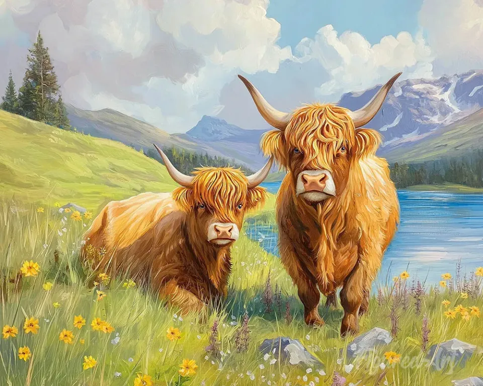 Figured'Art Diamond Painting Hooglander Familie 40x50cm