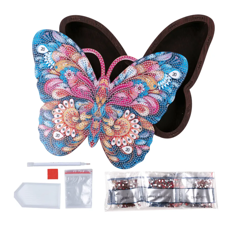 Craft Buddy Crystal Art Bright Butterfly sieradendoos kit MDF