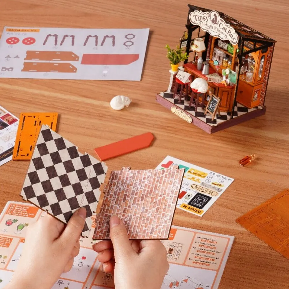 Figured'Art Tipsy Kattenbar 3D Puzzel Miniatuurhuisje 136 Stukjes