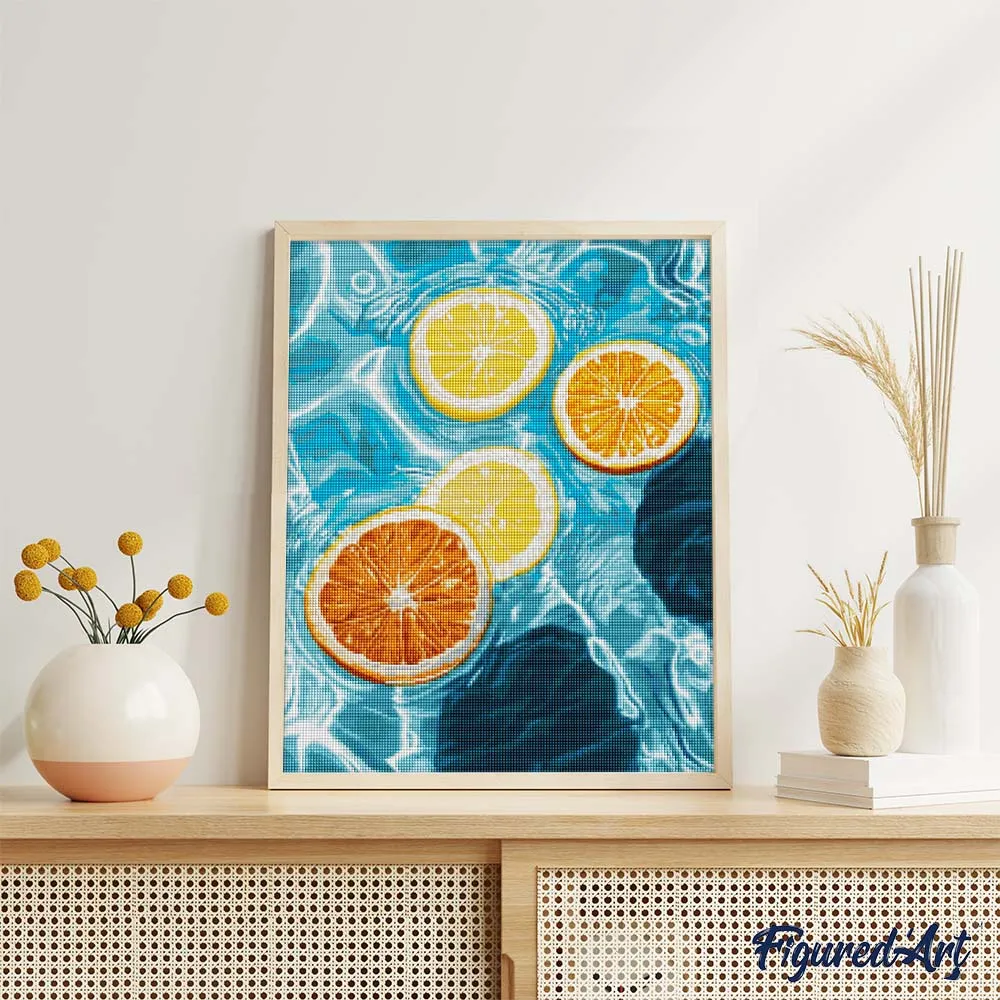 Figured'Art Zonnige citrusgolven diamond painting full drill 40x50cm