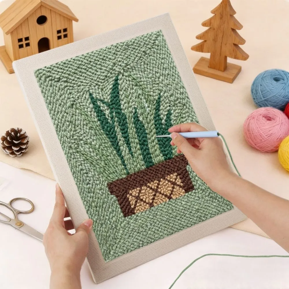 Figured'Art Sansevieria punch needle pakket 20x30 cm met frame
