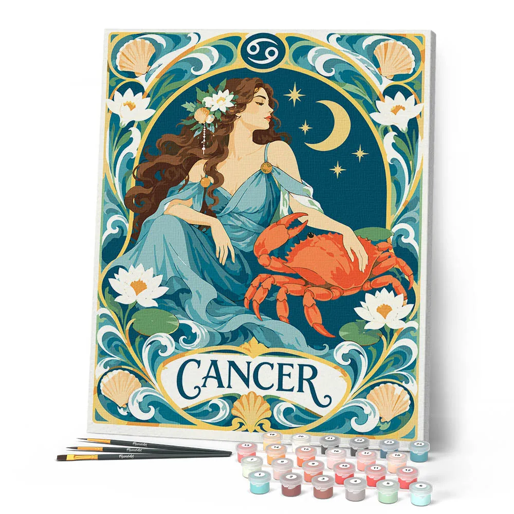 Figured'Art Art Nouveau Sterrenbeeld Kreeft schilderen op nummer 40x50