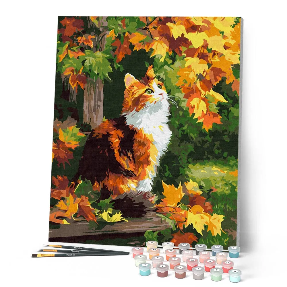 Figured'Art Lapjeskat Herfst Schilderen op Nummer 40x50cm Gemiddeld