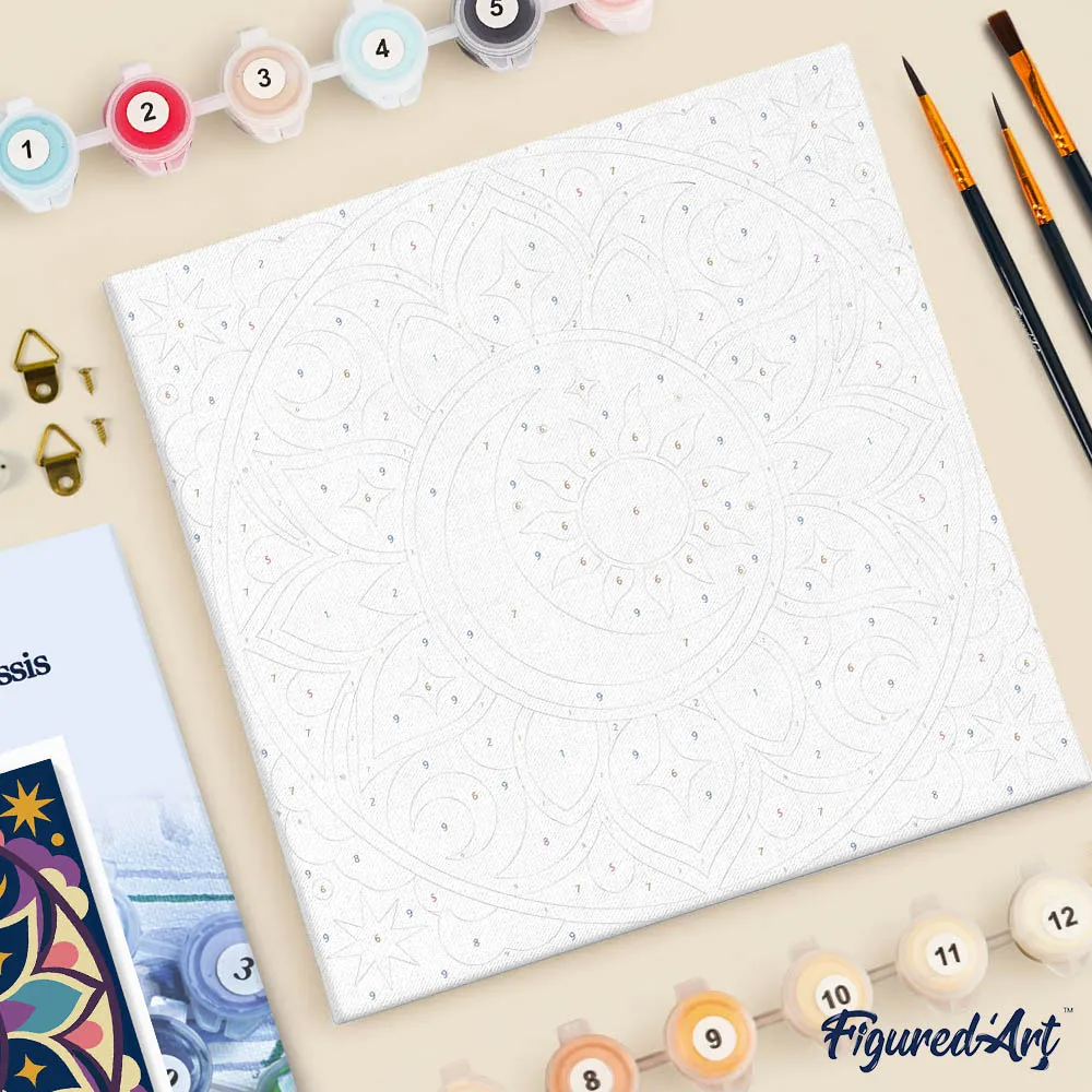 Figured'Art Hemelse mandala mini canvas 20x20 cm met frame