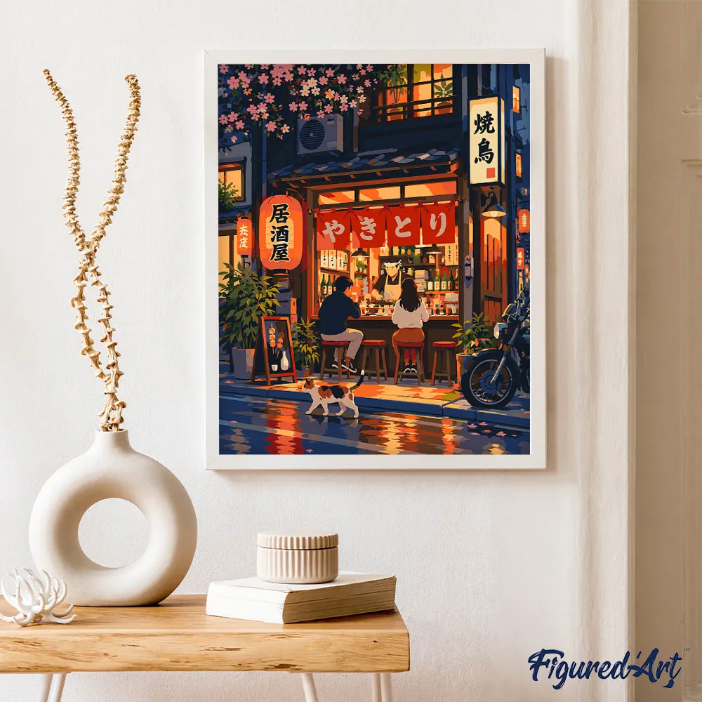 Figured'Art Diner na Zonsondergang schilderen op nummer 40x50 cm