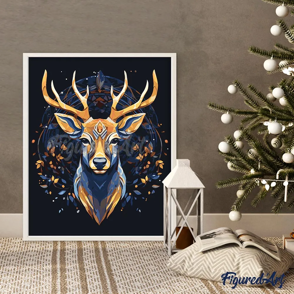 Figured'Art Majestueus Rendier schilderen op nummer winter