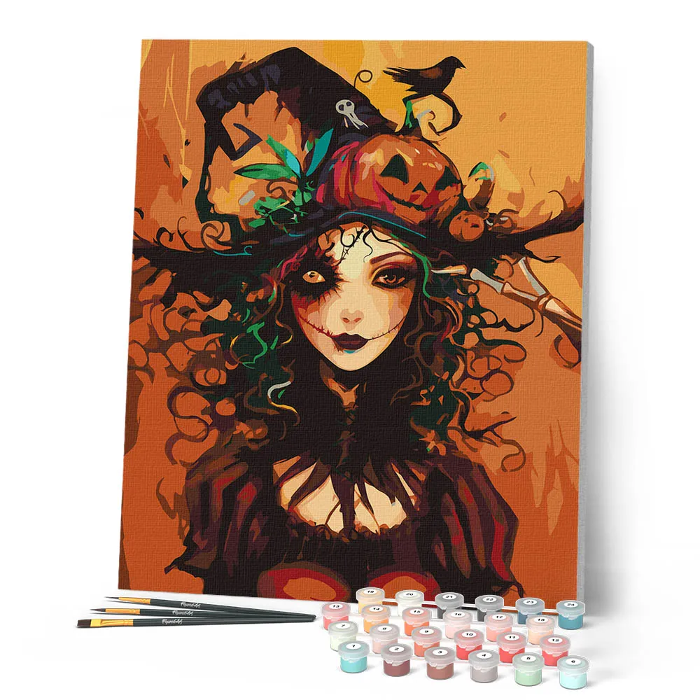 Figured'Art Halloween Heksenportret Schilderen op Nummer 40x50 cm