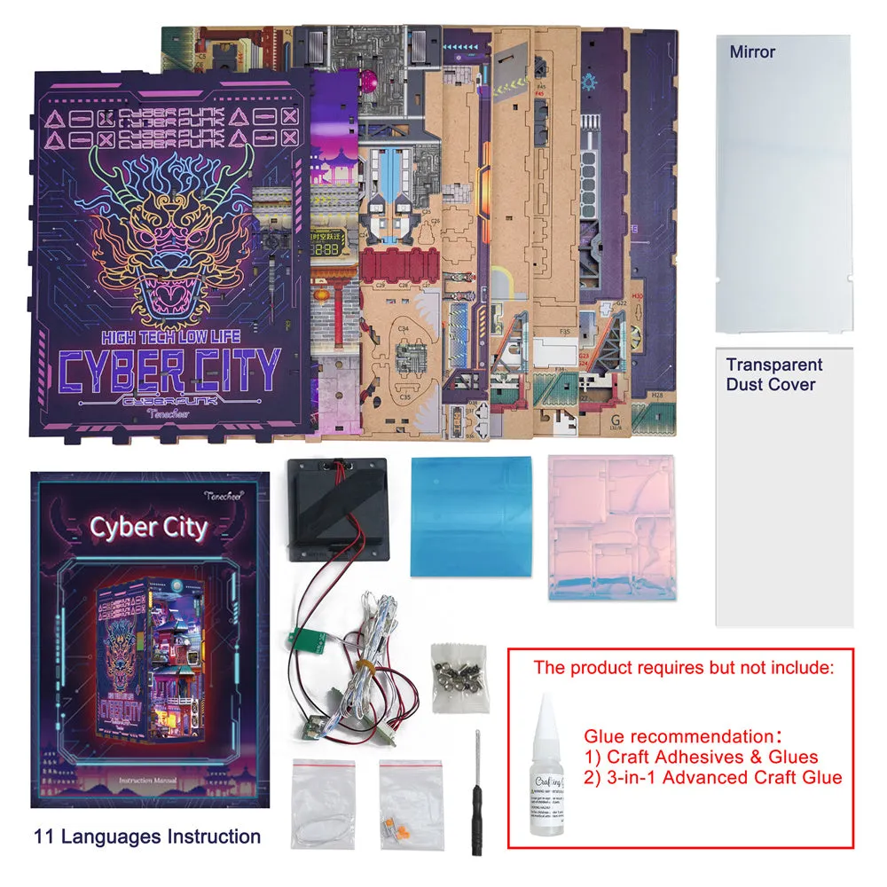 Figured'Art Book Nook Cyberstad bouwpakket met led 24,5 cm