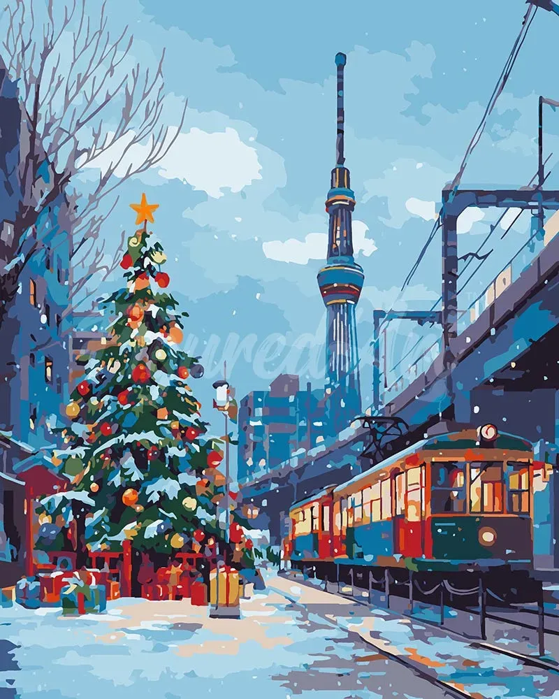 Figured'Art Schilderen op Nummer Kerst in Tokio canvas 40x50 cm winter