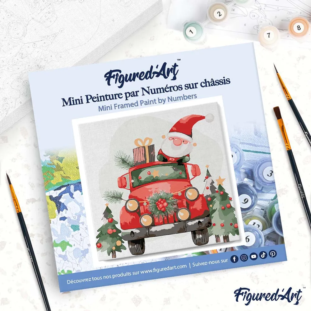Figured'Art Vrachtwagen van de Kerstman schilderen op nummer 20x20