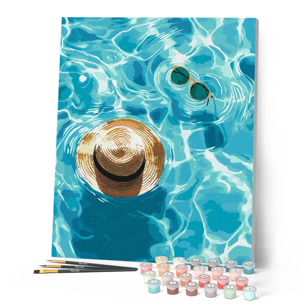 Figured'Art Drijvende Strohoed schilderen op nummer 40x50cm zomer