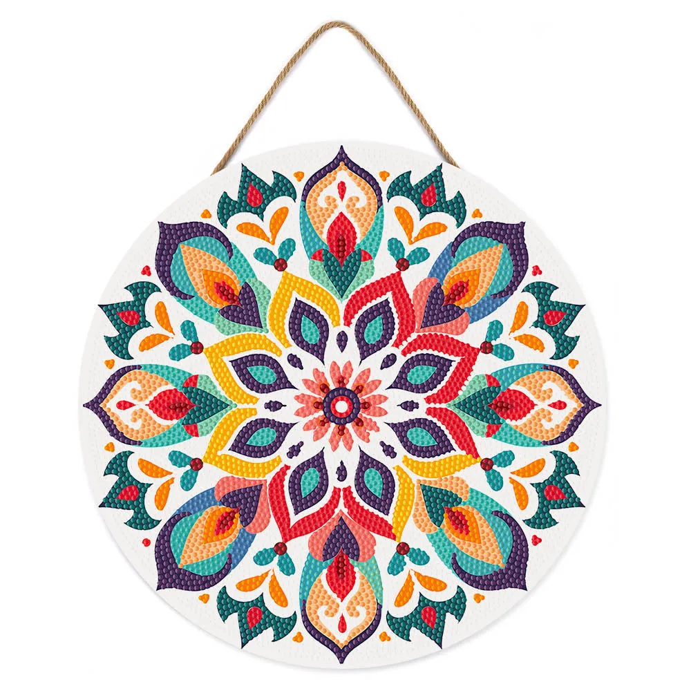 Figured'Art Bloemenmandala diamond painting houten schijf 30 cm