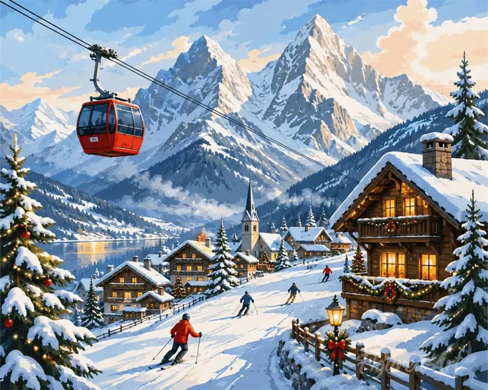 Figured'Art Kerstuitje in de Alpen schilderen op nummer 40x50 cm