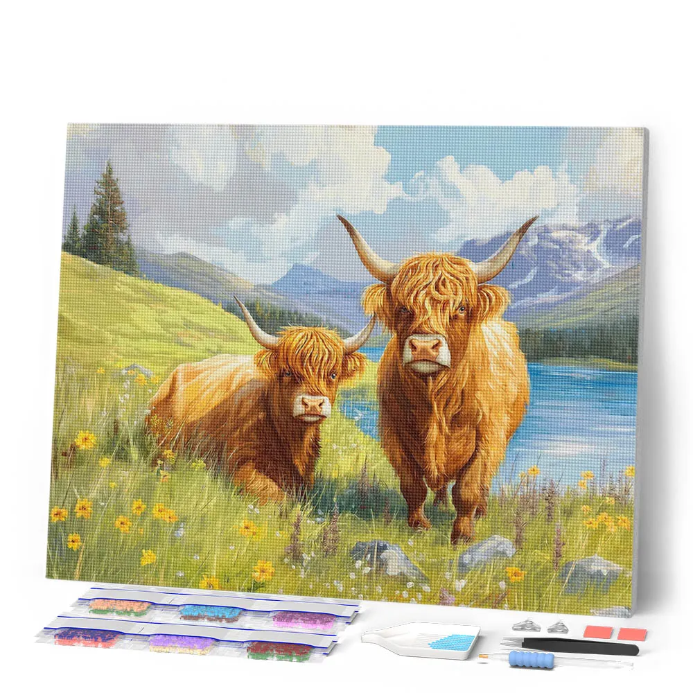 Figured'Art Diamond Painting Hooglander Familie 40x50cm