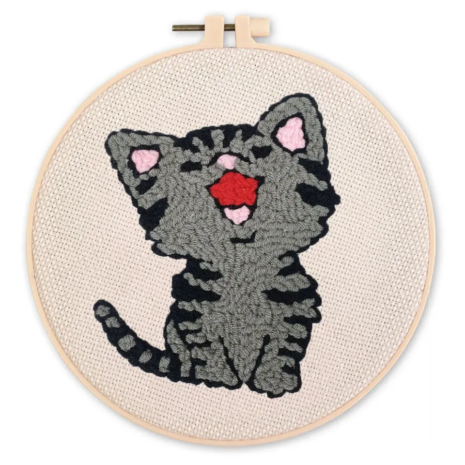 Figured'Art Lachende Kat Punch Needle Pakket 20cm