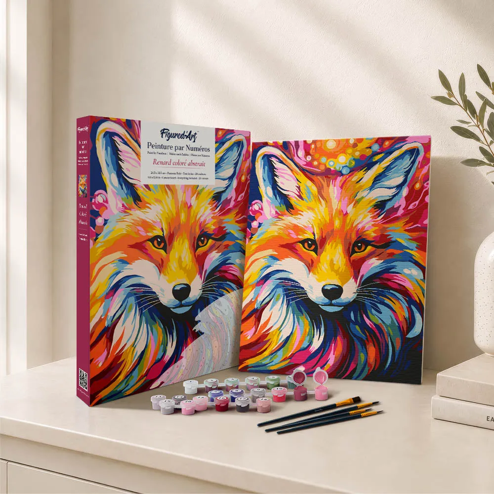 Figured'Art Kleurrijke Abstracte Vos cadeauset schilderen op nummer