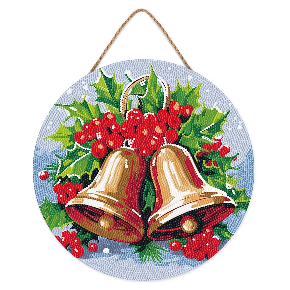 Figured'Art Kerstklokken diamond painting houten schijf 30 cm