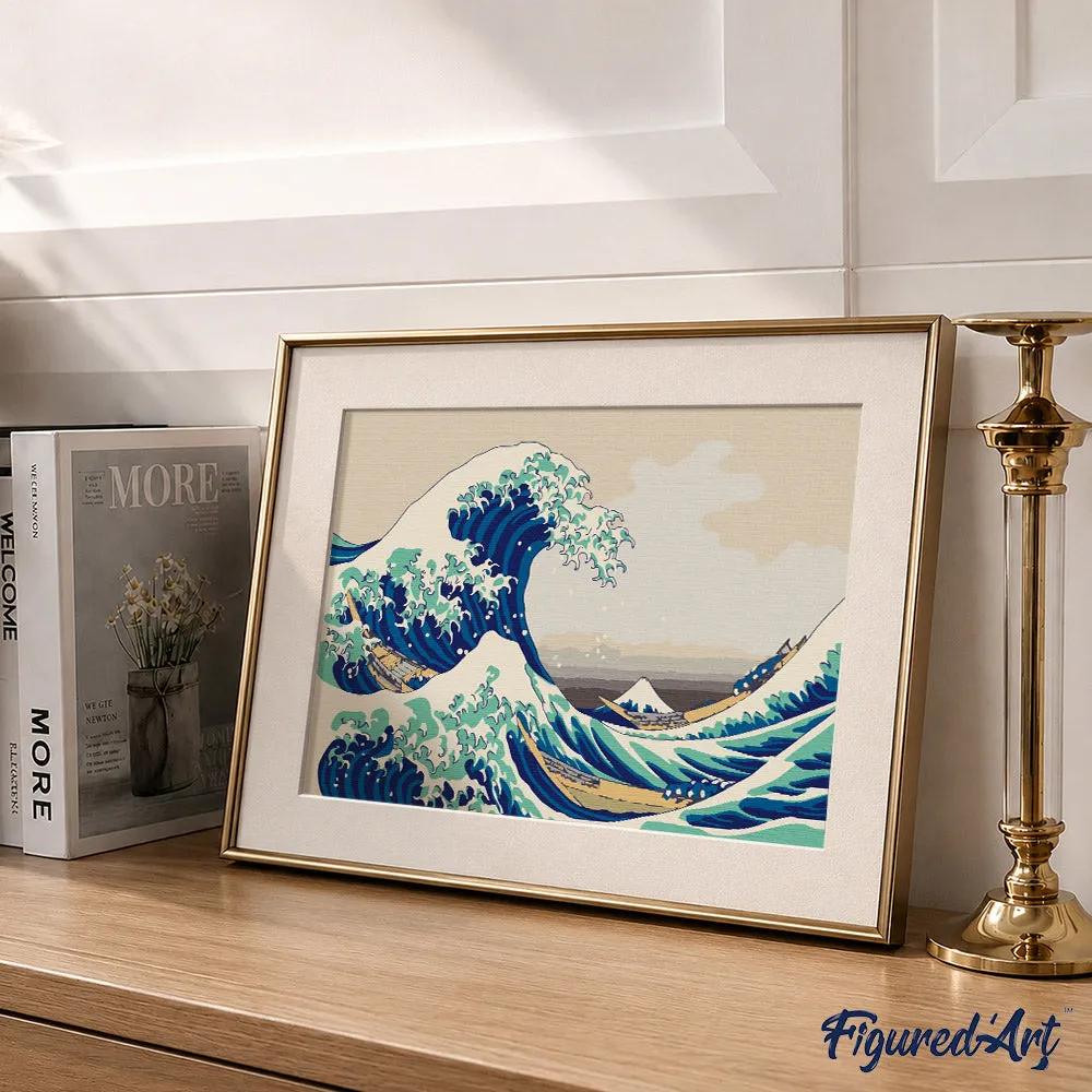 Figured'Art Grote Golf bij Kanagawa Schilderen op Nummer Cadeauset