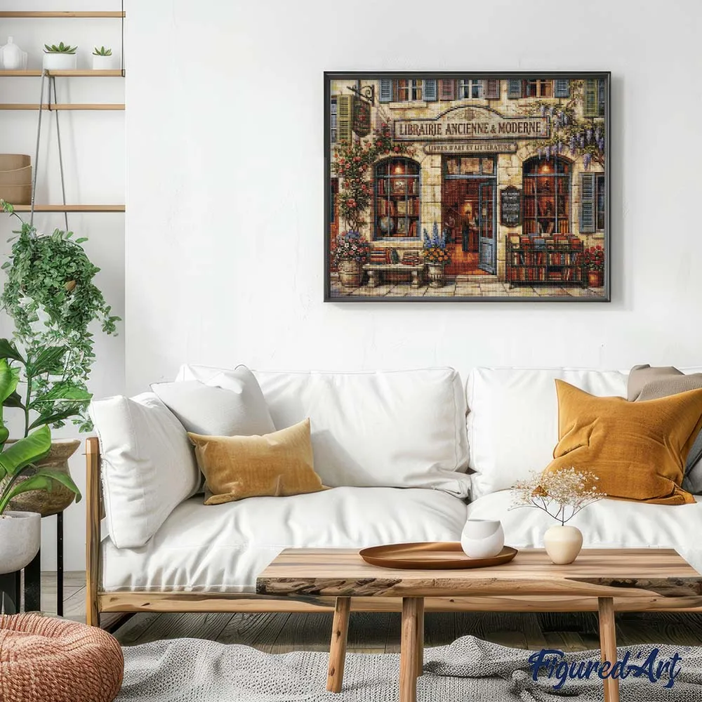 Figured'Art Tijdloze Boekhandel diamond painting 40x50cm sfeervol