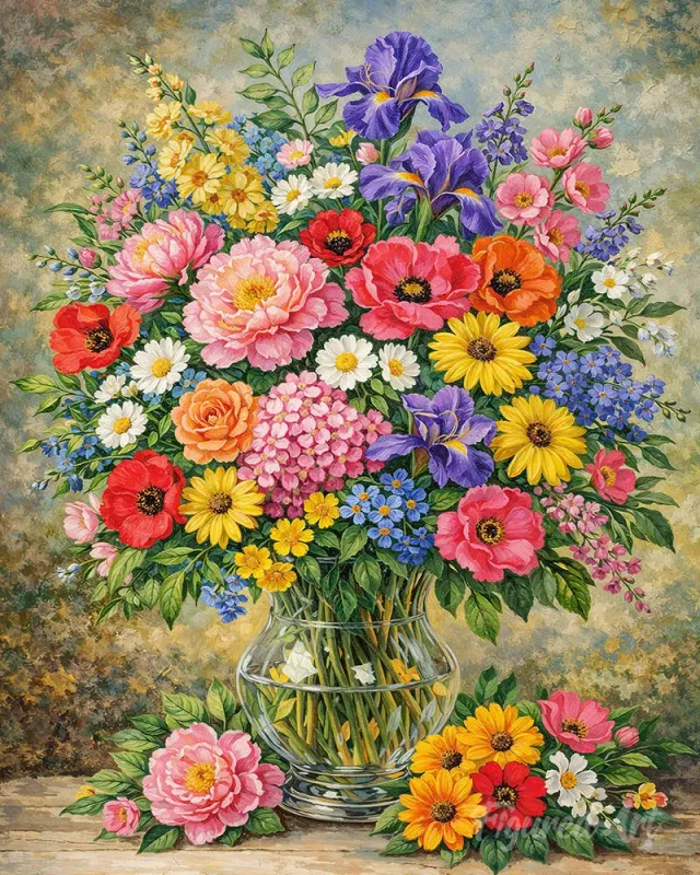 Figured'Art Veldboeket schilderen op nummer 40x50cm acryl