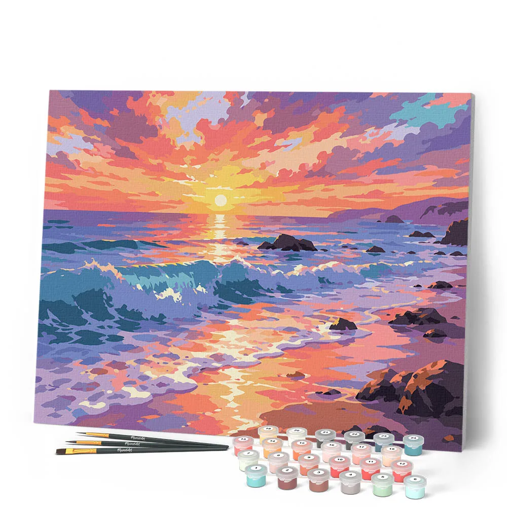 Figured'Art Gouden uur aan zee schilderen op nummer 40x50cm