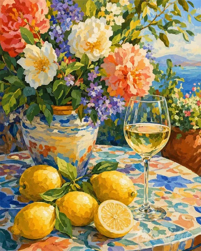 Figured'Art Gouden middag schilderen op nummer 40x50cm stilleven