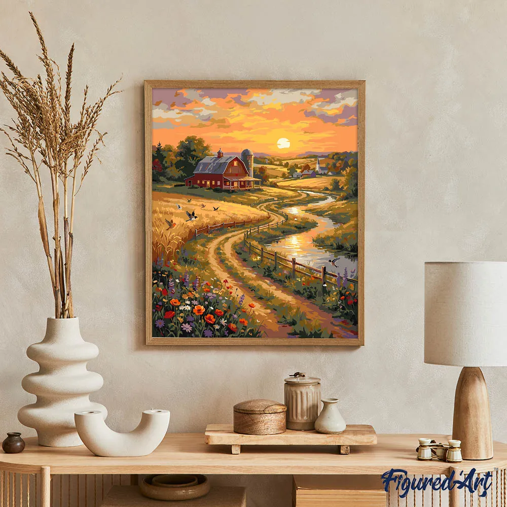Figured'Art Landweg schilderen op nummer 40x50 cm landschap