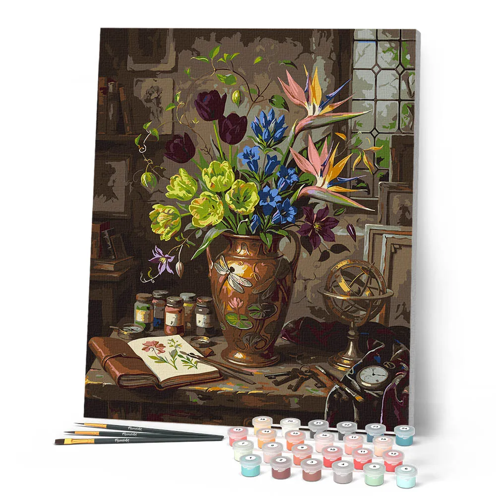 Figured'Art Tijdloze bloemen schilderen op nummer 40x50 cm bloemen