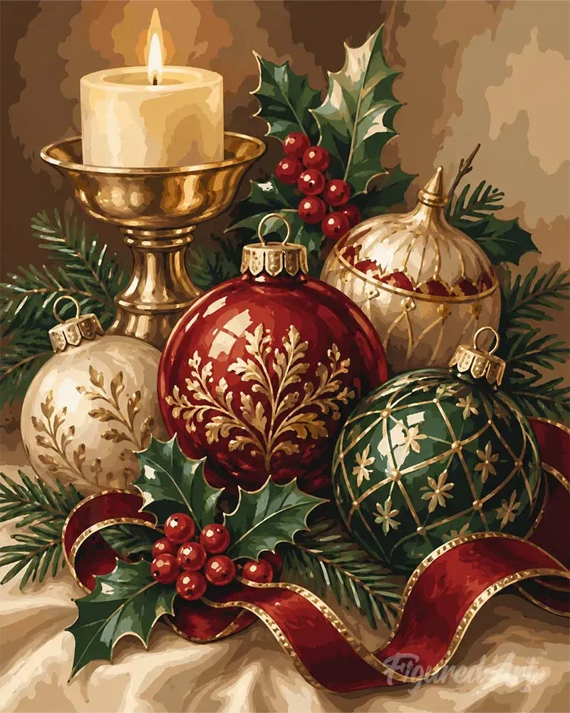 Figured'Art Feestelijke kerstdecoraties diamond painting 40x50 cm vierkant