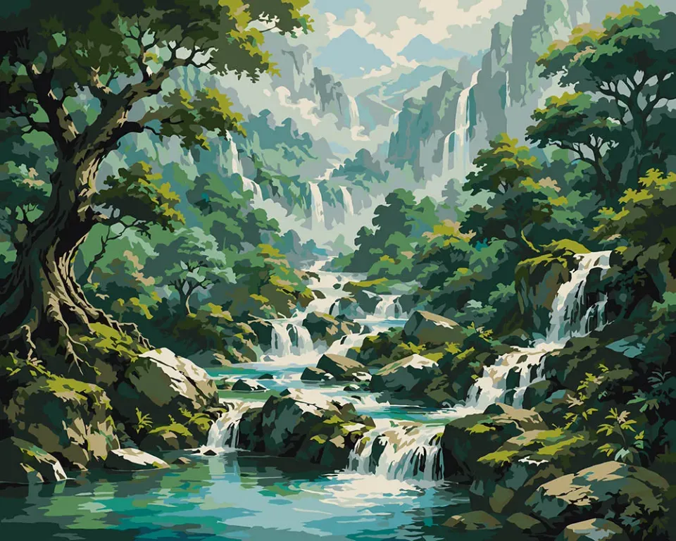 Figured'Art Vallei van de Watervallen schilderen op nummer 40x50cm