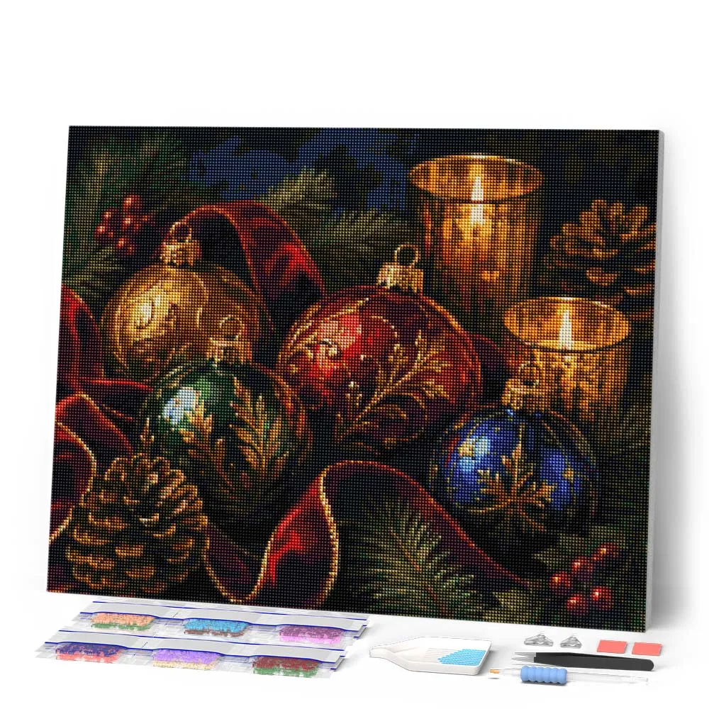 Figured'Art Kerstballen diamond painting full drill 30x40 cm