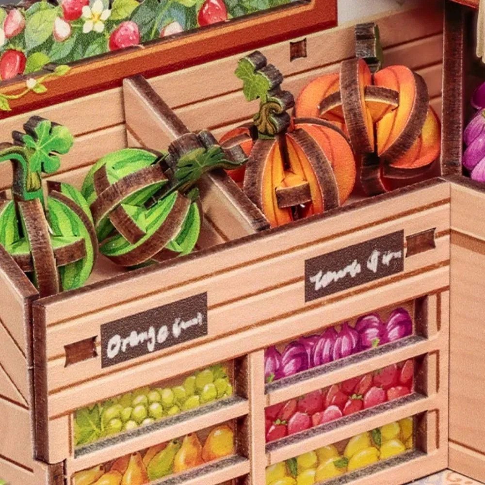 Figured'Art Klein Fruitwinkeltje miniatuurhuisje met led 19,7 cm