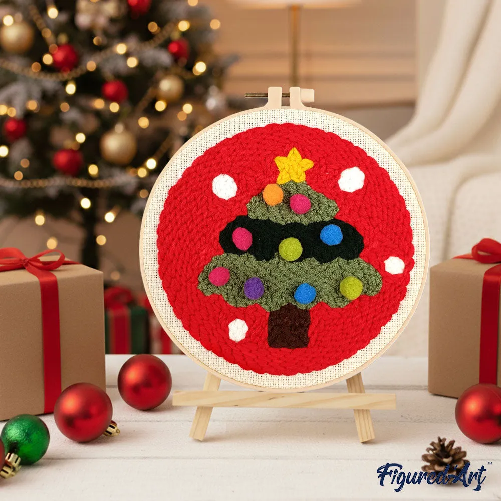 Figured'Art Punch Needle Kerstboom 2 pakket 20x20 cm wol
